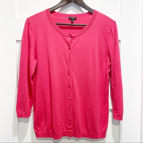 TALBOTS Petite Pink 3/4 Sleeve Cardigan Sweater